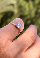 Platinum and 18ct gold Edwardian mine cut diamond antique engagement wedding ring -