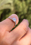 Platinum and 18ct gold Edwardian mine cut diamond antique engagement wedding ring -