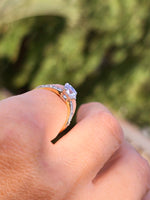 Platinum and 18ct gold Edwardian mine cut diamond antique engagement wedding ring -