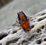 18k white gold citrine filigree Deco c.1920's estate ring