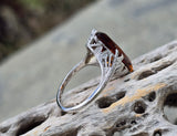 18k white gold citrine filigree Deco c.1920's estate ring