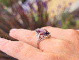 18k white gold citrine filigree Deco c.1920's estate ring