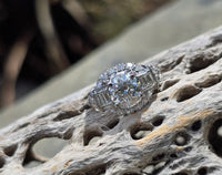 Platinum Art Deco European diamond vintage estate engagement wedding ring - apx 2.40ct tw