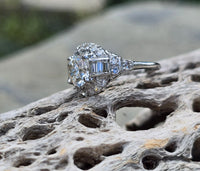 Platinum Art Deco European diamond vintage estate engagement wedding ring - apx 2.40ct tw