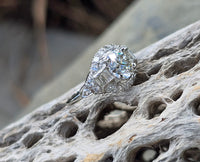 Platinum Art Deco European diamond vintage estate engagement wedding ring - apx 2.40ct tw