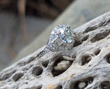 Platinum Art Deco European diamond vintage estate engagement wedding ring - apx 2.40ct tw