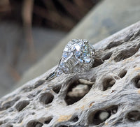 Platinum Art Deco European diamond vintage estate engagement wedding ring - apx 2.40ct tw