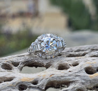 Platinum Art Deco European diamond vintage estate engagement wedding ring - apx 2.40ct tw