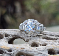 Platinum Art Deco European diamond vintage estate engagement wedding ring - apx 2.40ct tw