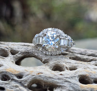 Platinum Art Deco European diamond vintage estate engagement wedding ring - apx 2.40ct tw