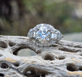 Platinum Art Deco European diamond vintage estate engagement wedding ring - apx 2.40ct tw