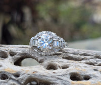 Platinum Art Deco European diamond vintage estate engagement wedding ring - apx 2.40ct tw