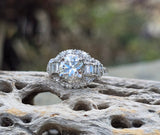Platinum Art Deco European diamond vintage estate engagement wedding ring - apx 2.40ct tw