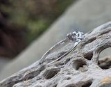14k white gold 4 diamond vintage estate wedding band