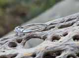 14k white gold 4 diamond vintage estate wedding band