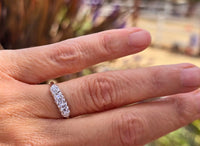 14k white gold 4 diamond vintage estate wedding band