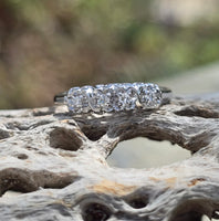 14k white gold 4 diamond vintage estate wedding band