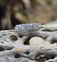14k white gold 4 diamond vintage estate wedding band