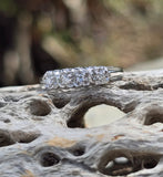 14k white gold 4 diamond vintage estate wedding band