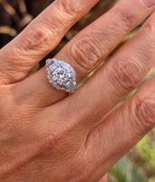 Platinum Art Deco European diamond vintage estate engagement wedding ring - apx 2.40ct tw