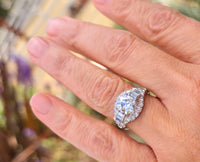 Platinum Art Deco European diamond vintage estate engagement wedding ring - apx 2.40ct tw