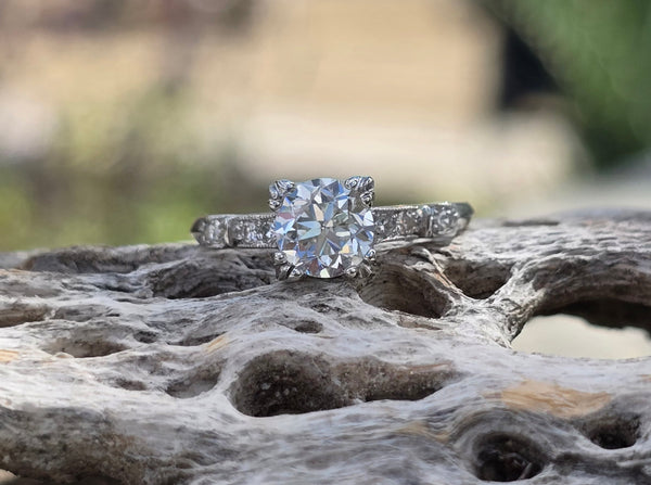 Platinum diamond vintage estate engagement wedding ring