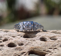 18k white gold c.1920's filigree European cut diamond ring