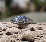 18k white gold c.1920's filigree European cut diamond ring