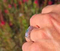 18k white gold emerald and diamond estate Art Deco vintage filigree antique ring