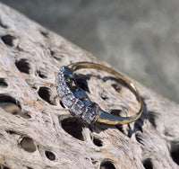 14k gold two tone 6 diamond estate band