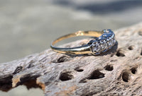 14k gold two tone 6 diamond estate band