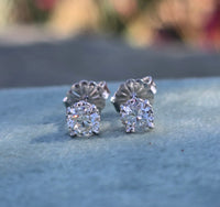 14k white gold European cut diamond studs earrings - .51ct tw