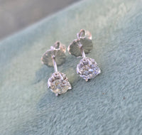 14k white gold European cut diamond studs earrings - .51ct tw