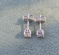 14k white gold European cut diamond studs earrings - .51ct tw