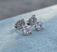 14k white gold European cut diamond studs earrings - .51ct tw