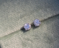 14k white gold European cut diamond studs earrings - .51ct tw