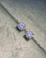 14k white gold European cut diamond studs earrings - .51ct tw