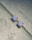 14k white gold European cut diamond studs earrings - .51ct tw