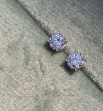 14k white gold European cut diamond studs earrings - .51ct tw