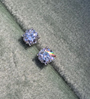 14k white gold European cut diamond studs earrings - .51ct tw
