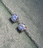 14k white gold European cut diamond studs earrings - .51ct tw