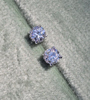 14k white gold European cut diamond studs earrings - .51ct tw