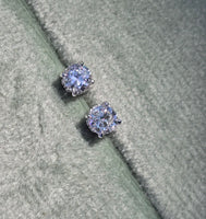 14k white gold European cut diamond studs earrings - .51ct tw