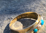 18ct gold Victorian turquoise & pearl estate ring band - Hallmarks - 1877