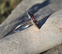 18k white gold citrine and diamond filigree Deco c.1920's estate ring