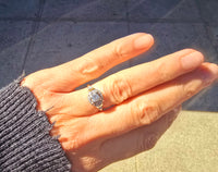 14k gold two tone diamond estate Deco engagement c.1930's ring