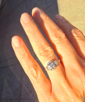 14k gold two tone diamond estate Deco engagement c.1930's ring