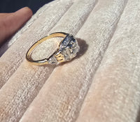 14k gold two tone diamond estate Deco engagement c.1930's ring