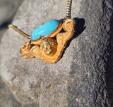 14k yellow gold turquoise angel necklace pendant