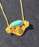 14k yellow gold turquoise angel necklace pendant